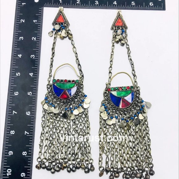 Afghan Kuchi Bell Earrings: Traditional Tribal Chandbaliyaan - Picture 10 of 12
